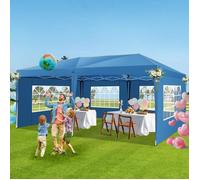 Hoteel Tonnelle Barnum Pliante 3x6 de Jardin Extérieur avec 6 Parois, Sac à roulettes et 4 Sacs de Sable-Bleu