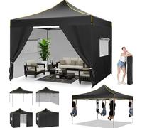 Hoteel Tonnelle de Jardin Extérieur Pliante 3x3 Imperméable, Barnum Pliant 3x3 Professionnel Tonnelle avec 4 Parois Latérales Protection UV 50+ pour Fête, Festival, Camping, Noir