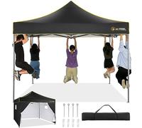 HOTEEL Tonnelle Pliante 3x3, Barnum Pliant 3x3 Professionnel avec 4 Parois LatéRales, Tonnelle De Jardin Exterieur Tente Impermable UV 50+ pour FêTe, Festival, Camping, Noir