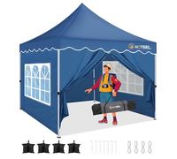HOTEEL Tonnelle Pliante 3x3 ImperméAble avec 4 Parois LatéRales, Barnum Pliant UV 50+, Tonnelle Cadre éPaissi, Facile à Installer, Toit en Vague pour Mariages, FêTes, Terrasse (Bleu)