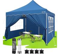 HOTEEL Tonnelle Pliante 3x3 Imperméable avec 4 Parois Latérales, Installation Facile Barnum Pliant 3x3 Portable Tonnelle de Jardin Exterieur avec 4 Sacs de Sable pour Fête, Festival, Marché, Bleu
