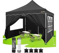HOTEEL Tonnelle Pliante 3x3 Imperméable avec 4 Parois Latérales, Installation Facile Barnum Pliant 3x3 Portable Tonnelle de Jardin Exterieur avec 4 Sacs de Sable pour Fête, Festival, Marché, Noir