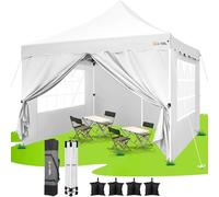 HOTEEL Tonnelle Pliante 3x3 Imperméable avec 4 Parois Latérales, Installation Facile Barnum Pliant 3x3 Portable Tonnelle de Jardin Exterieur avec 4 Sacs de Sable pour Fête, Festival, Marché, Blanc