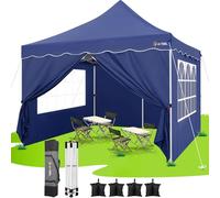 HOTEEL Tonnelle Pliante 3x3 Imperméable avec 4 Parois Latérales, Installation Facile Barnum Pliant 3x3 Portable Tonnelle de Jardin Exterieur avec 4 Sacs de Sable pour Fête, Festival, Marché,Bleu Foncé