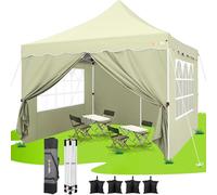 HOTEEL Tonnelle Pliante 3x3 Imperméable avec 4 Parois Latérales, Installation Facile Barnum Pliant 3x3 Portable Tonnelle de Jardin Exterieur avec 4 Sacs de Sable pour Fête, Festival, Marché, Kaki
