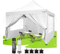 HOTEEL Tonnelle Pliante 3x3 Imperméable avec 4 Parois Latérales, Installation Facile Barnum Pliant ,Blanc