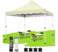 HOTEEL Tonnelle Pliante 3x3 Imperméable avec 4 Sacs de Sable, Sac de Transport, Installation Facile Barnum Pliant 3x3 Portable Tonnelle de Jardin Exterieur pour Fête, Festival, Marché,Kaki