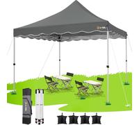 HOTEEL Tonnelle Pliante 3x3 Imperméable avec 4 Sacs de Sable, Sac de Transport, Installation Facile Barnum Pliant 3x3 Portable Tonnelle de Jardin Exterieur pour Fête, Festival, Marché,Gris