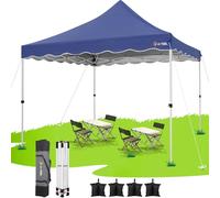 HOTEEL Tonnelle Pliante 3x3 Imperméable avec 4 Sacs de Sable, Sac de Transport, Installation Facile Barnum Pliant 3x3 Portable Tonnelle de Jardin Exterieur pour Fête, Festival, Marché,Bleu Foncé