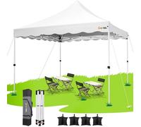 HOTEEL Tonnelle Pliante 3x3 Imperméable avec 4 Sacs de Sable, Sac de Transport, Installation Facile-Blanc