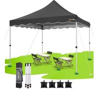 HOTEEL Tonnelle Pliante 3x3 Imperméable avec 4 Sacs de Sable, Sac de Transport, Installation Facile-Noir