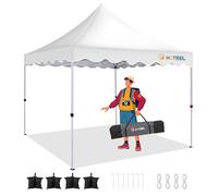 HOTEEL Tonnelle Pliante 3x3 ImperméAble, Barnum Pliant Hauteur RéGlable, pour Mariages, Camping, FêTes, Bonus 4 Cordes à Vent + 8 Piquets De Sol + 4 Sacs De Sable (Blanc)