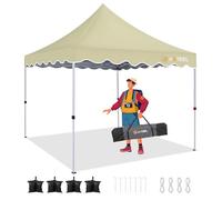HOTEEL Tonnelle Pliante 3x3 ImperméAble, Barnum Pliant Hauteur RéGlable, pour Mariages, Camping, FêTes, Bonus 4 Cordes à Vent + 8 Piquets De Sol + 4 Sacs De Sable (Kaki)