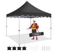 HOTEEL Tonnelle Pliante 3x3 ImperméAble, Barnum Pliant Hauteur RéGlable, pour Mariages, Camping, FêTes, Bonus 4 Cordes à Vent + 8 Piquets De Sol + 4 Sacs De Sable (Noir)