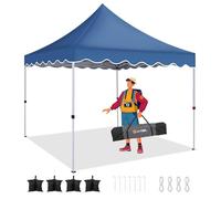 HOTEEL Tonnelle Pliante 3x3 ImperméAble, Barnum Pliant Hauteur RéGlable, pour Mariages, Camping, FêTes, Bonus 4 Cordes à Vent + 8 Piquets De Sol + 4 Sacs De Sable (Bleu)