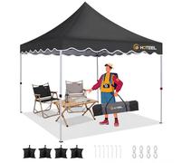 HOTEEL Tonnelle Pliante 3x3 ImperméAble, Barnum Pliant Hauteur RéGlable, pour Mariages, Camping, FêTes, Bonus 4 Cordes à Vent + 8 Piquets De Sol + 4 Sacs De Sable (Noir)