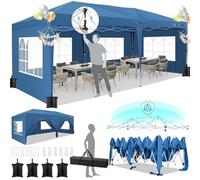 HOTEEL Tonnelle Pliante 3x6 avec 6 Parois LatéRales, UV 50+ Et ImperméAble Barnum Pliant, Cadre éPaissi, Grand Espace Tonnelle Pliante 3x6, pour Mariages, Plages, FêTes, Patio (Bleu)