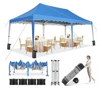 HOTEEL Tonnelle Pliante 3x6, Barnum Pliant 3x6 Tonnelle de Jardin Exterieur Impermable Tente de Reception avec Sacs de Sable et Sac à roulettes pour Les événements en Plein Air, Bleu