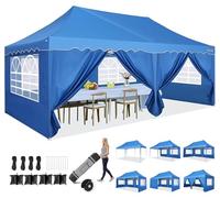 HOTEEL Tonnelle Pliante 3x6 ImperméAble avec 6 Parois LatéRales Barnum Pliant 3x6 Professionnel Tonnelle De Jardin Exterieur Tente De Reception, UV50+, avec Sacs à roulettes Et 4 Sacs De Sable