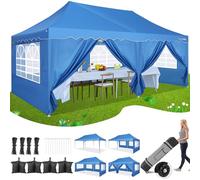HOTEEL Tonnelle Pliante 3x6 ImperméAble avec 6 Parois LatéRales Barnum Pliant 3x6 Professionnel Tonnelle De Jardin Exterieur Tente De Reception, UV50+, avec Sacs à roulettes Et 4 Sacs De Sable