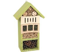 Hôtel à insectes Verdure en bois avec dispositif de suspension pratique, aide d’hivernation et couvée pour insectes, décoration jardin