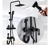 Hôtel Hotel Retro Black Louting and Boosting Shower Colonne Système Noire All-Copper, Spray Multifonction la tête de Douche (Couleur: A)