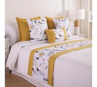 Hôtel Lit Renner Chemin De Lit Elegant Floral Bedding Decorative Protecteur De Couvre-lit Résistant À La Décoloration Serviette De Bout De Lit De Luxe-Yellow.||50X260cm for 2.0m Bed