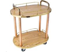Hotel Service Cart, Hotel Trolley 2-Tier Serving Trolleys, Rolling Cart, Tea Cart, Easy to Move with 4 Wheels, Ideal for Kitchen, Living Room