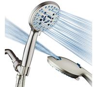 Hotel Spa AquaCare High Pressure 8-mode Handheld Shower Head - Anti-clog Nozzles, Built-in Power Wash to Clean Tub, Tile & Pets, Extra Long 6 ft. Hose, Wall & Overhead Brackets - 1.8 GPM