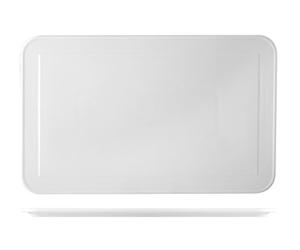 HOTELWARE Rayures Plat rectangulaire, 37 x 23 cm, Porcelaine, Blanc