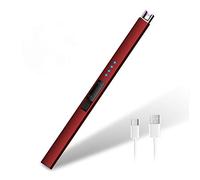 HOTERB Allume Bougie Électrique USB Rechargeable Avec Port Type C, Arc Électrique Coupe-Vent Long pour Bougie, Gazinière, Barbecue (Rot)