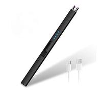 HOTERB Allume Bougie Électrique USB Rechargeable, Briquet Arc Électrique Coupe-Vent Long avec Port Type C pour Bougie, Gazinière, Barbecue (Noir)