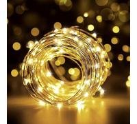 Hoteril Guirlande 12M 120 LEDs IP65 Etanche, Guirlandes Lumineuses Micro LED Decoration pour Chambre Noël Mariage Fête Anniversaire Jardin Terrasse - Alimenté par USB (Jaune Chaud)