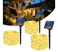 Hoteril Guirlande Solaire Exterieur, Lot de 3x17m, 150 LED Blanc Chaud, 8 Modes, IP65, Guirlande Lumineuse Exterieure Solaire Étanche pour Jardin, Noël, Fête