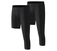 Hotfiary 2 Pack Leggings de Compression pour Garçons, 3/4 Pantalon de Compression à Une Jambe pour Garçons, Basketball Football Leggings, Pantalon de Sport Athlétique pour Garçons de 6 à 14 Ans