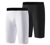 Hotfiary 2 Pack Shorts de Compression pour Garçons, sous-vêtements de Compression Spandex pour Enfants, Caleçon Garçon pour Basket-Ball, Football, Course à Pied, 6-14 Ans, Séchage Rapide