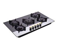 Hotfield Table de cuisson à gaz en verre trempé de 76,2 cm à 5 brûleurs, plaque de cuisson à gaz double combustible NG/LPG convertible à gaz dessus HF5178-01 en verre trempé