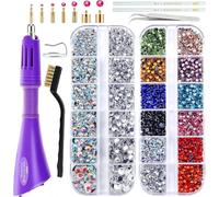 Hotfix Applicateur Outil & Bedazzler Kit avec 8600 Strass 6 Pointes Pochoirs Étui pour Tissu Cuir Vêtements DIY Bling Design