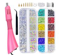 Hotfix Kit de strass thermocollants, applicateur thermocollant, avec strass, baguette fixe à chaud pour vêtements, vêtements, tissus, travaux manuels, cristal