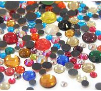Hotfix - Lot de 1200 pierres strass - 2 mm, 3 mm, 4 mm, 5 mm, 6 mm - À repasser - Multicolore - À paillettes - Autocollant - Couleur du mélange 455
