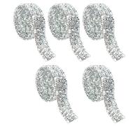 Hotfix - Lot de 5 rouleaux de bandes strass scintillantes - Bandes de strass thermocollants - Multicolore - Pour travaux manuels, fête, mariage, décoration de vêtements