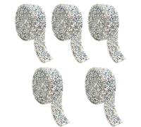 Hotfix - Lot de 5 rouleaux de bandes strass scintillantes - Bandes de strass thermocollants - Multicolore - Pour travaux manuels, fête, mariage, décoration de vêtements