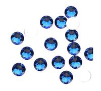 Hotfix Lot de 80 strass ronds en cristal à dos plat à dos plat pour accessoires de vêtement DIY (bleu foncé, 16 mm)