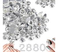 Hotfix Strass,2880 Pièces 2mm Fix Plat Retour Strass Dos Plat Cristal Strass Silver Round Cristal Strass Thermocollant pour Clou,Vêtements,Chaussures,Cadeaux Artisanaux DIY SS6