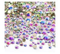 Hotfix Strass Lot de 1440 strass à dos plat en verre, tailles variées SS3-SS20, paillettes dorées, for nail art et vêtements(Crystal AB)