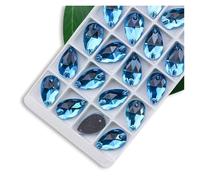 Hotfix Strass Strass à coudre de toutes tailles, couleurs cristal AB, gouttes populaires, pierres en, 2 trous(Aquamarine,7x12mm 72pcs)