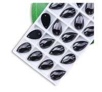 Hotfix Strass Strass à coudre de toutes tailles, couleurs cristal AB, gouttes populaires, pierres en, 2 trous(Jet,13x22mm 20pcs)