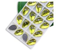 Hotfix Strass Strass à coudre de toutes tailles, couleurs cristal AB, gouttes populaires, pierres en, 2 trous(Citrine,16x25mm 15pcs)