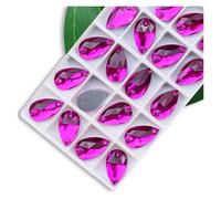 Hotfix Strass Strass à coudre de toutes tailles, couleurs cristal AB, gouttes populaires, pierres en, 2 trous(Rose red,11x18mm 28pcs)