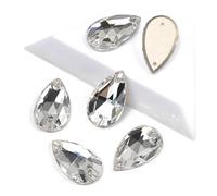 Hotfix Strass Strass en forme de larme à coudre, pierre cristal verre, couture, broderie, vêtements, accessoires, pierres for décoration robe mariée DIY(Crystal,11x18mm 72Pcs)